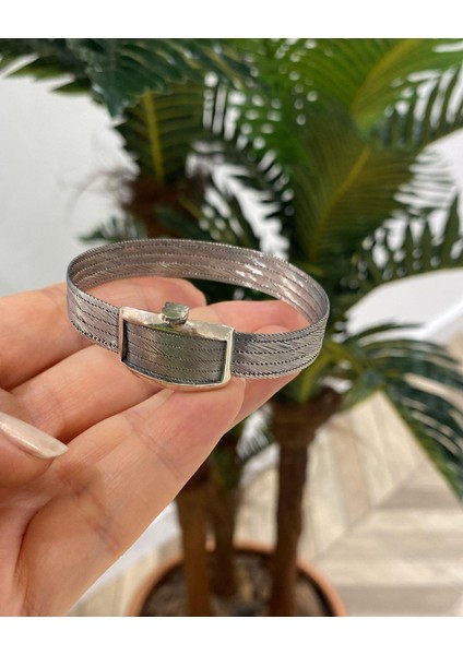 Kadın Gümüş 5 Sıra Oksitli Klasik Toka Trabzon Hasır Bileklik fiyatları