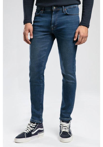 Jack Orta Bel Dar Kesim Dar Paça Mavi Erkek Jean Pantolon