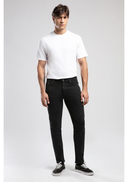 Jack Normal Bel Dar Kesim Dar Paça Erkek Jean Pantolon Burgos Strong Black