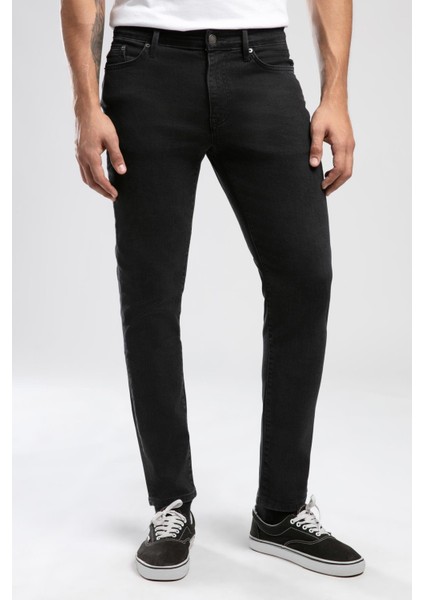 Jack Normal Bel Dar Kesim Dar Paça Erkek Jean Pantolon Burgos Strong Black fiyatları