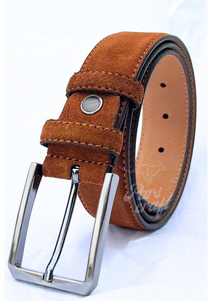 Hakiki Süet Deri Taba Erkek Kemer 3,5 cm Orijinal Klasik Kumaş Pantolon Kemeri