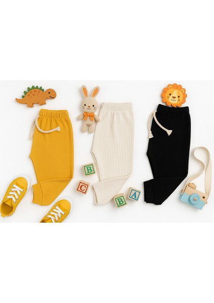 3lü Set Premıum Alt Esofman %100PAMUK 0-3AY/3 Yaş Arası Kız Erkek Bebek Unisex