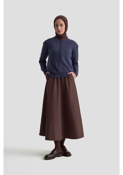 Düğme Detaylı Basic Hırka 25KD7012 Indigo modelleri