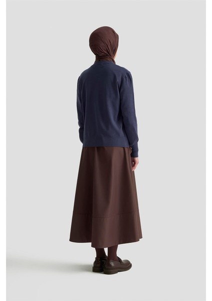 Düğme Detaylı Basic Hırka 25KD7012 Indigo indirimleri