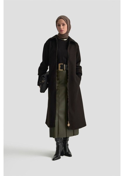 Ribanalı Kaşe Manto 25KT1709 Siyah fiyatları