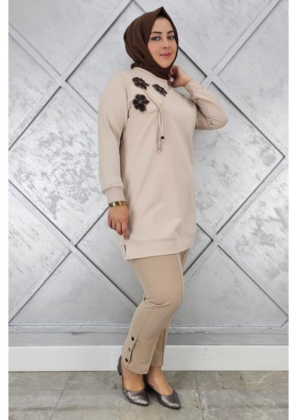 Kadın Dikme ve Bağucu Detaylı Tesettür Tunik fiyatları