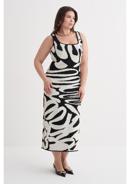 Desenli Triko Elbise