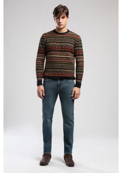 Harry Orta Bel Düz Kesim Düz Paça Mavi Erkek Jean Pantolon