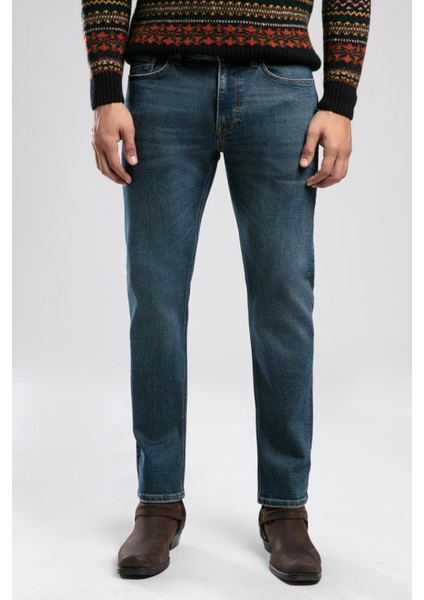 Harry Orta Bel Düz Kesim Düz Paça Mavi Erkek Jean Pantolon fiyatları