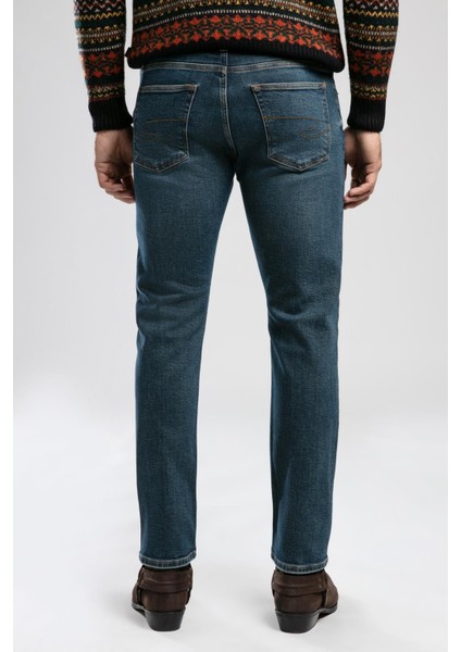 Harry Orta Bel Düz Kesim Düz Paça Mavi Erkek Jean Pantolon modelleri
