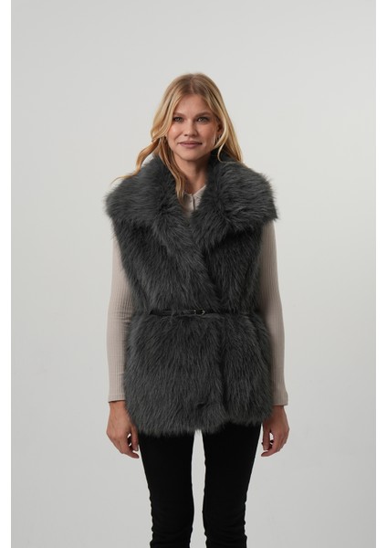 Lıa Kadın Kürk Yelek Kadın Kemerli Kürk Yelek