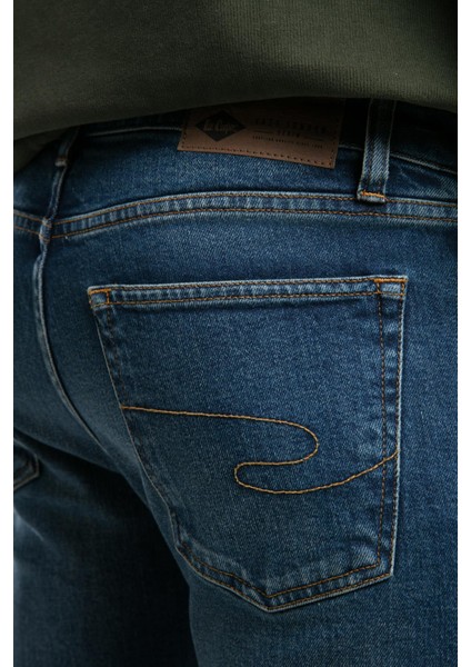 Harry Orta Bel Düz Kesim Düz Paça Erkek Jean Pantolon Hancock Mid Blue indirimleri