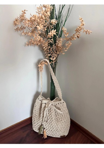 Hasır Omuz Çantası Baklava Dilim Model