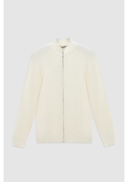 Slim Fit Ekru Selanik Örgü Hirka