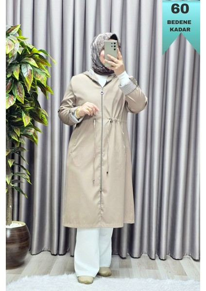 Kadın Tesettür Giyim Büyük Beden Fransız Boy Mevsimlik Trençkot