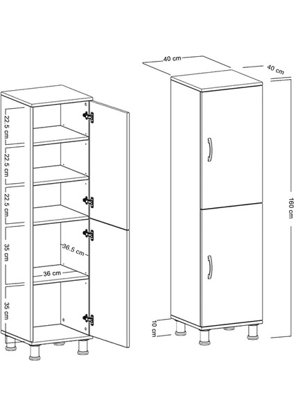 Mobilya Çok Amaçlı Kapaklı Raflı Mutfak Balkon Kiler Banyo Erzak Dolabı fiyatları