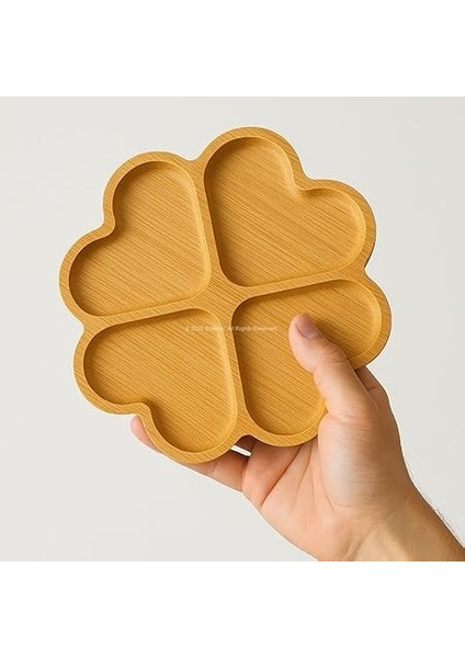 Bambu Sunum Tabağı Çerezlik Doğal Ahşap Şık ve Dayanıklı Sunumluk (Yonca) fiyatları