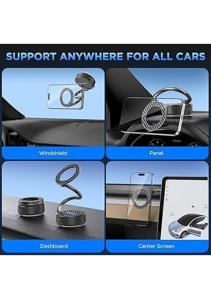 Katlanabilir Karbon Fiber Magsafe ile Uyumlu Mıknatıslı Araç Telefon Tutucu 360° Dönebilir Kilitli Vakum fırsatları