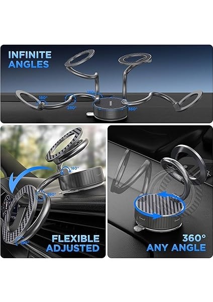 Katlanabilir Karbon Fiber Magsafe ile Uyumlu Mıknatıslı Araç Telefon Tutucu 360° Dönebilir Kilitli Vakum indirimleri