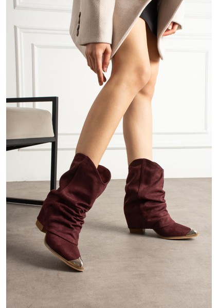 Svea Kadın Bot&bootie Kovboy Körüklü Bordo Süet