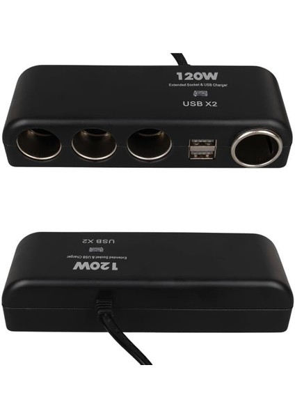 1525 12-24V Çift Usb'lı 120W 80CM Kablolu 4'lü Araç Çakmak Çoklayıcı modelleri