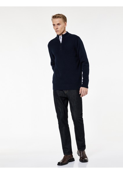 Pamuklu Uzun Kollu Yarım Fermuarlı Triko Kazak fiyatları