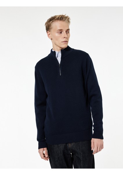 Pamuklu Uzun Kollu Yarım Fermuarlı Triko Kazak modelleri