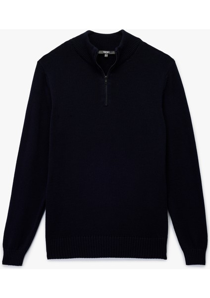 Pamuklu Uzun Kollu Yarım Fermuarlı Triko Kazak fırsatları