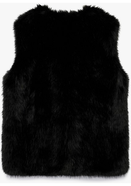 Düğmeli Bisiklet Yaka Kolsuz Suni Kürk Crop Yelek fırsatları