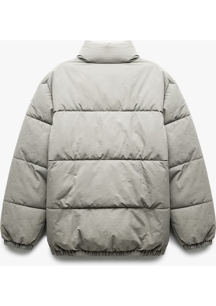 Dik Yaka Cep Detaylı Fermuarlı Kışlık Şişme Mont fırsatları