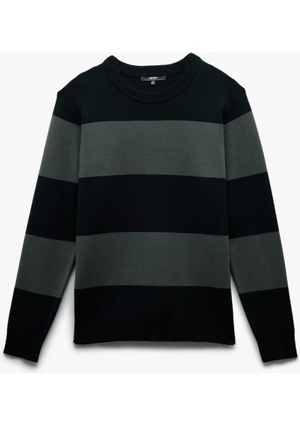 Uzun Kollu Bisiklet Yaka Çizgili Triko Kazak modelleri