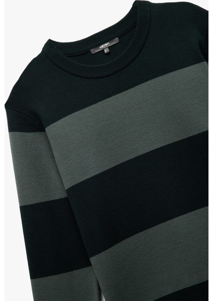 Uzun Kollu Bisiklet Yaka Çizgili Triko Kazak indirimleri