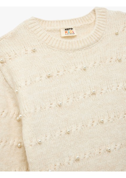 Uzun Kollu Bisiklet Yaka Boncuk Detaylı Triko Kazak indirimleri