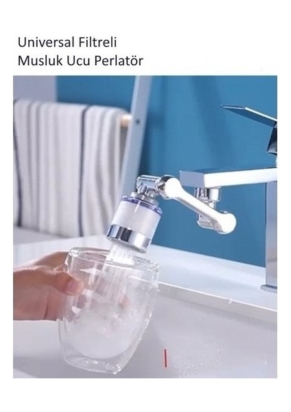 1080° Hareketli Her Yöne Dönebilen Filtreli Kireç Arındırıcılı Mutfak Lavabo Batarya Musluk Başlığı fırsatları