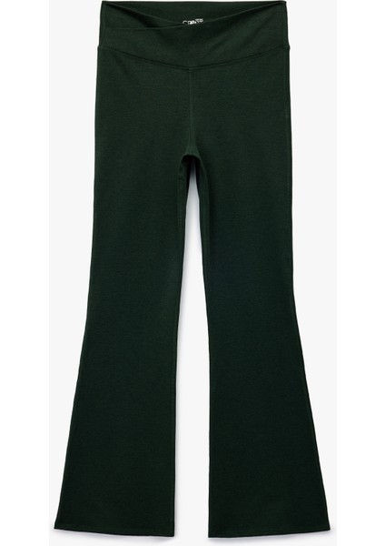 Asimetrik Yüksek Bel Slim Fit Ispanyol Paça Spor Tayt