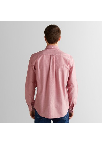 Erkek Kırmızı Regular Fit Düğmeli Yaka Gömlek fiyatları