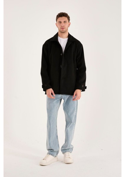 X-2027 Astarlı Düğmeli Kaşe Mont