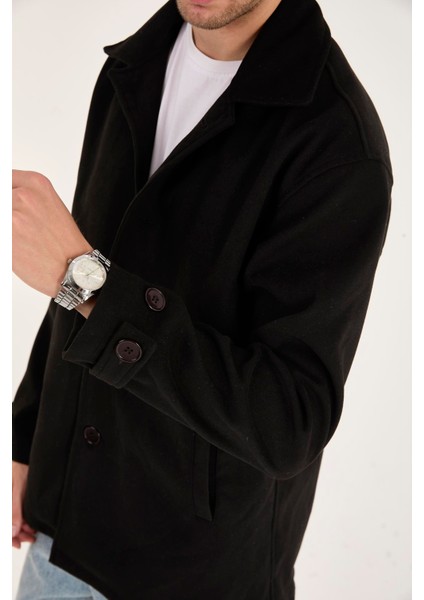 X-2027 Astarlı Düğmeli Kaşe Mont