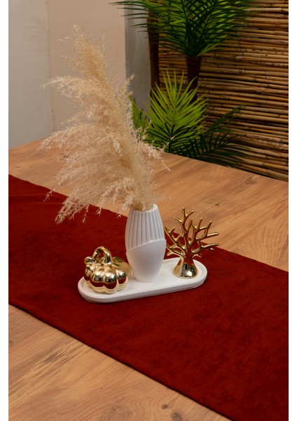 Doku | Kadife Dokulu Tatlı Kırmızı Runner 135 x 40 fiyatları