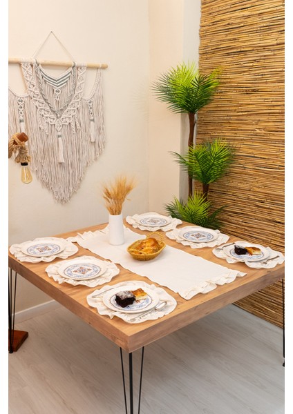 Lira | 7 Parça Çift Fırfırlı Sofa Sunum Seti 40 x 110