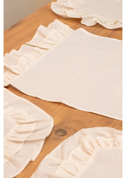 Lira | 7 Parça Çift Fırfırlı Sofa Sunum Seti 40 x 110