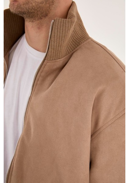 X-2021 Ribanalı Içi Kapitone Süet Mont