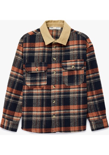 Uzun Kollu Cep Detaylı Ekoseli Oduncu Gömlek