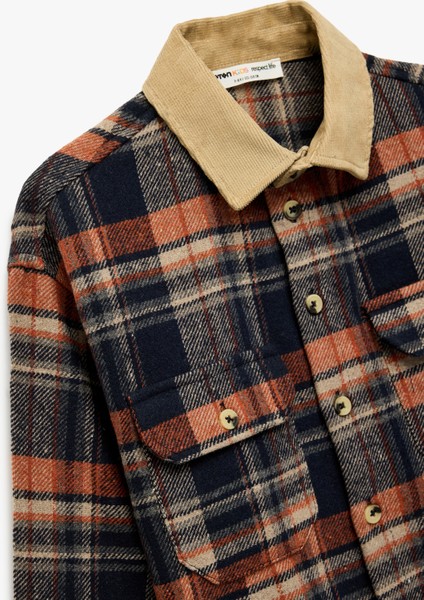 Uzun Kollu Cep Detaylı Ekoseli Oduncu Gömlek modelleri