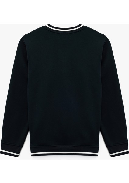 Regular Fit Uzun Kollu Çizgi Detaylı Şardonlu V Yaka Sweatshirt fiyatları