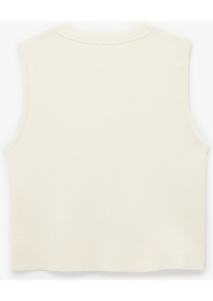 Düğmeli Bisiklet Yaka Taşlı Triko Yelek fırsatları