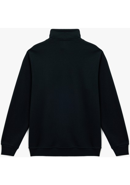 Uzun Kollu Şardonlu Baskılı Yarım Fermuarlı Sweatshirt fiyatları