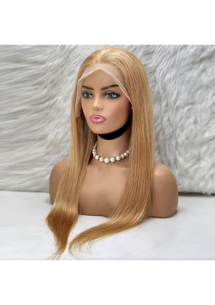 Düz Front Lace Gerçek Tül Peruk / Altın Karamel / 70/75CM fırsatları