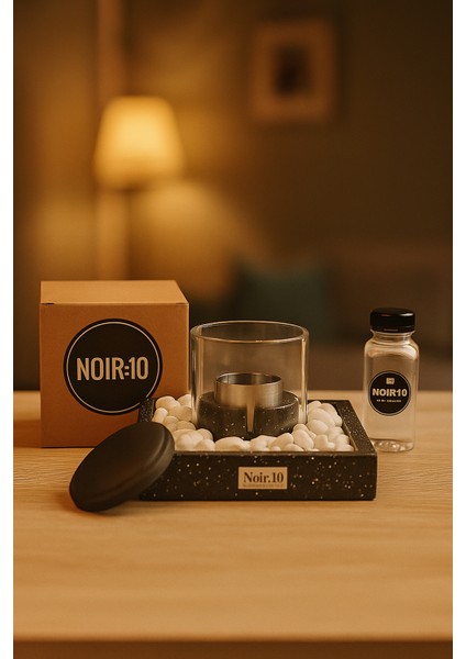 Luxe Edition Eclipse Masaüstü Bioethanol Şömine – Siyah Granit Efektli, Cam Hazneli, Kokusuz, Dekoratif Premium Set (20 Cm) fırsatları