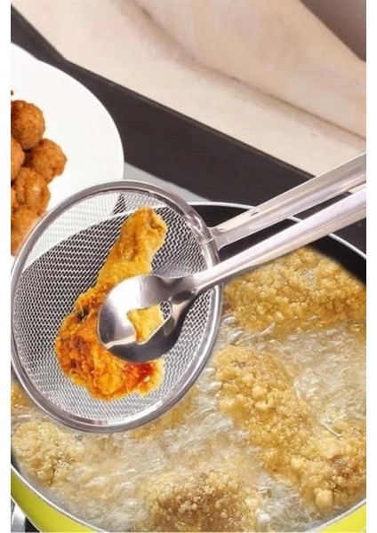 Çok Amaçlı Süzgeçli Paslanmaz Metal Haşlama ve Kızartma Maşası